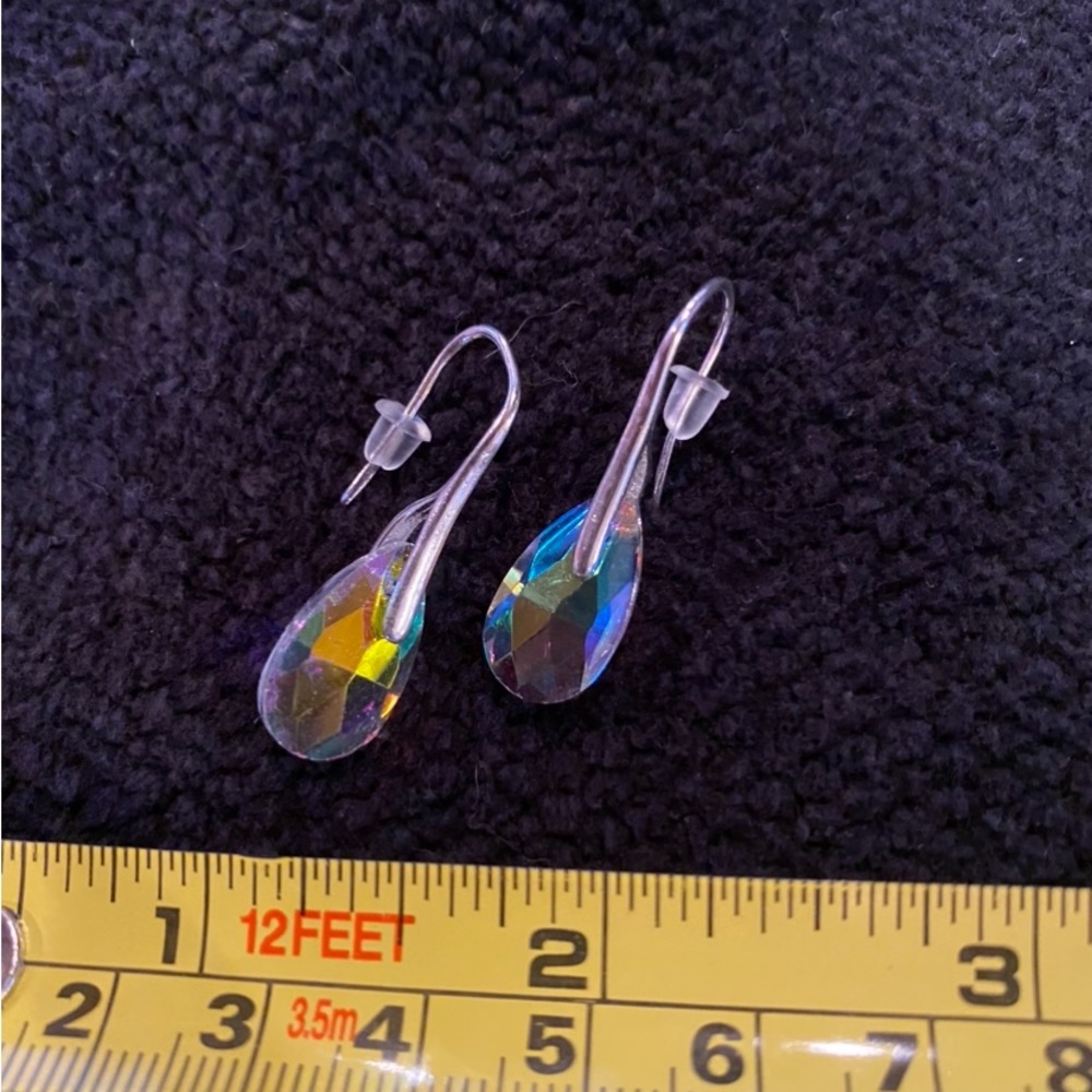 Crystal like tear drop earrings new surgical steel posts